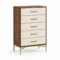 Holzschubladenschrank mit Messinggriffen Beige/Braun
