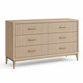Kommode aus Eichenholz mit Metallgriffen Beige