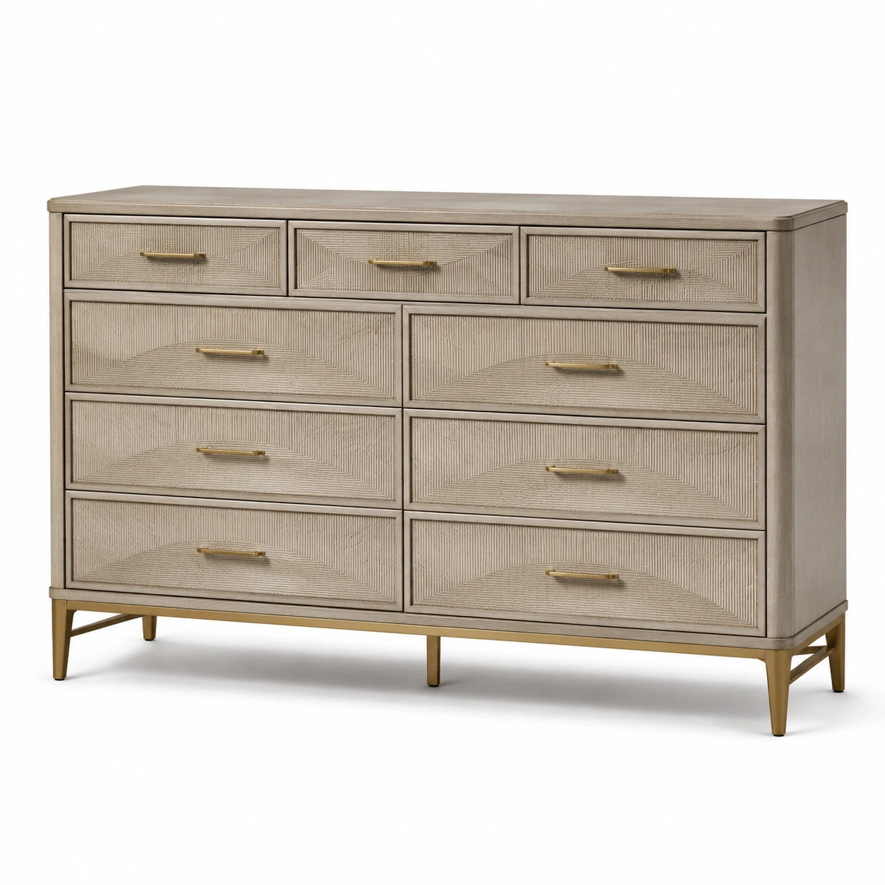 Eichenkommode mit 8 Schubladen in Beige 120x40x80cm
