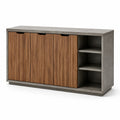 Sideboard MDF mit Holzfurnier Grau/Braun 150x40x80cm