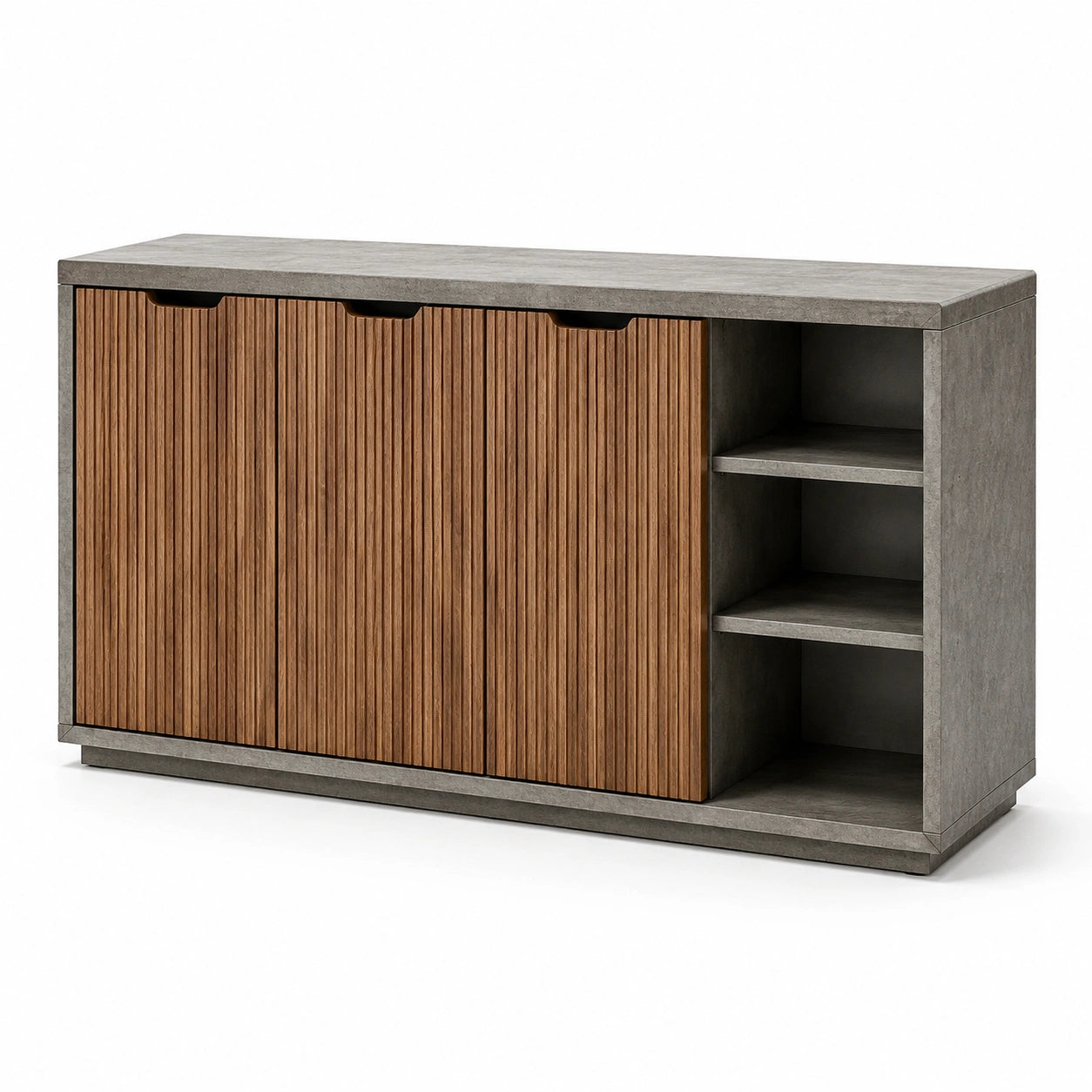 Sideboard MDF mit Holzfurnier Grau/Braun 150x40x80cm