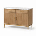 Eichenholz Sideboard mit Marmorplatte Braun und Weiß