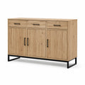 Sideboard Eichenholz schwarz Metall 120x40x80cm