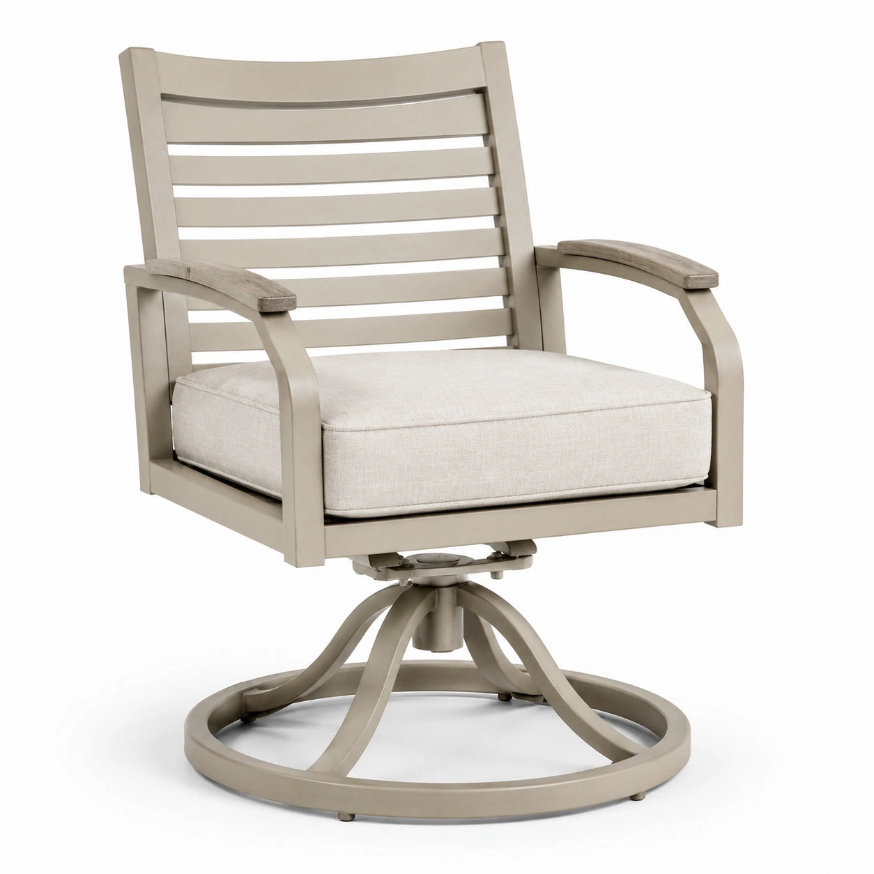 Aluminium-Drehsessel mit Polyesterkissen Beige