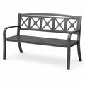 Metall Gartenbank 2-Sitzer Stahl Dunkelgrau