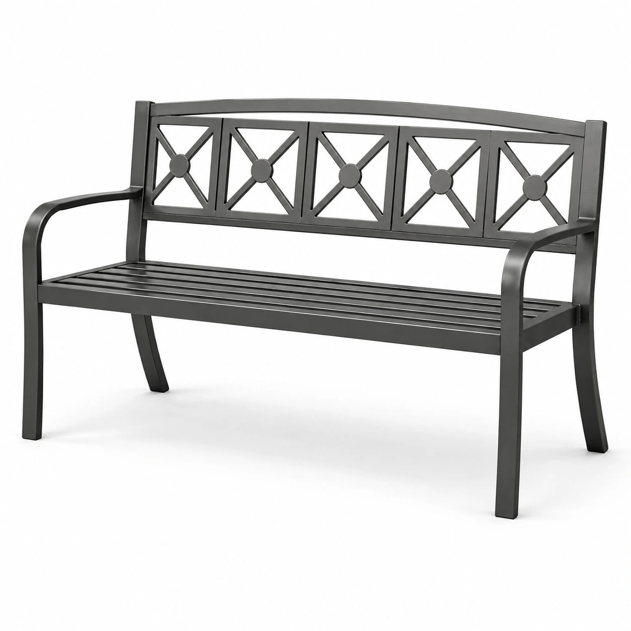 Metall Gartenbank 2-Sitzer Stahl Dunkelgrau