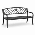 Metall Gartenbank mit Armlehnen Schwarz 125x54x82 cm