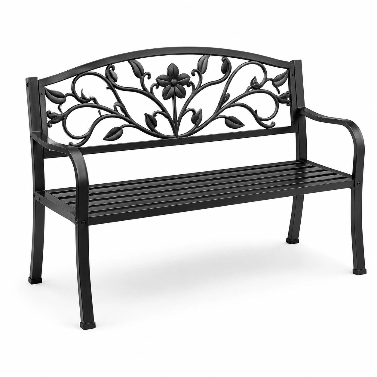 Metallbank mit Blumenmuster Schwarz