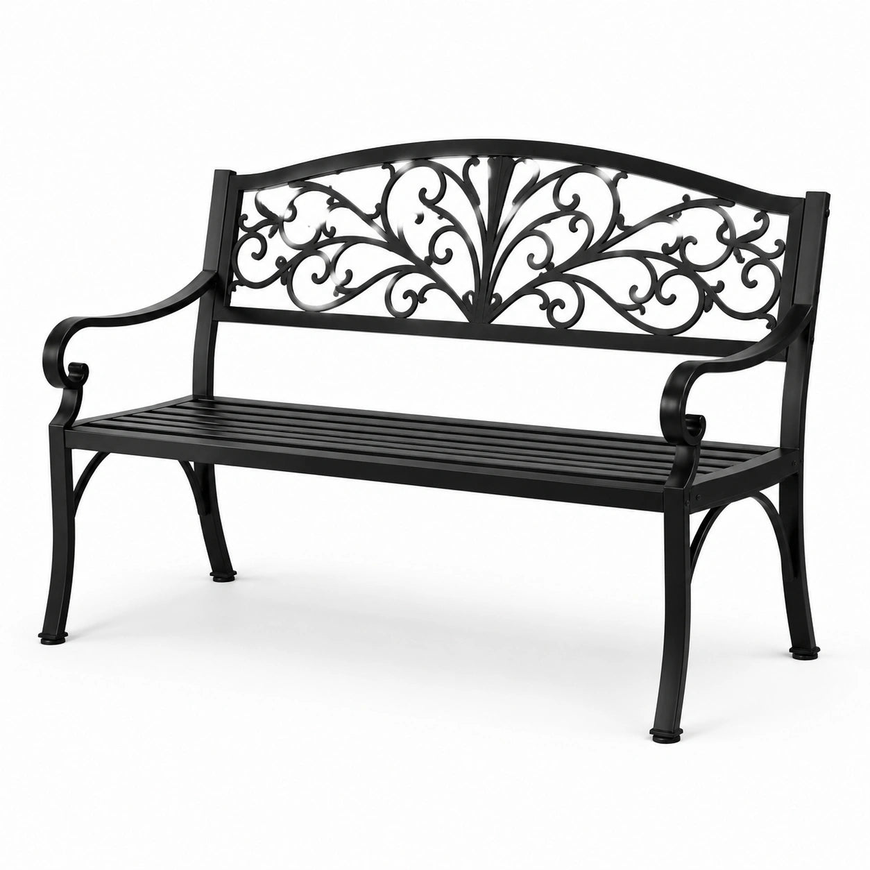 Schwarze Gartenbank aus Metall, 127 cm