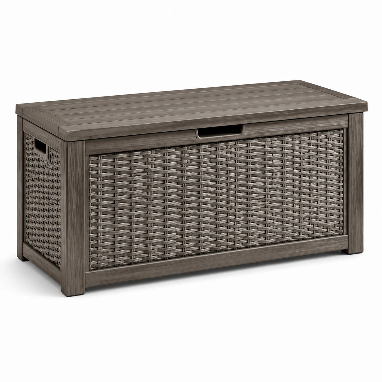 Aufbewahrungsbox Polyrattan Holz Grau 120x50x60cm