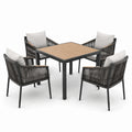 Garten-Essgruppe aus Holz und Aluminium 90x90 cm Grau/Beige
