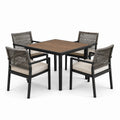 Garten-Essgruppe Aluminium Tisch 4 Stühle Synthetisches Rattan Beige