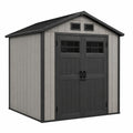 Gartenhaus aus UV-beständigem Polyethylen mit Doppeltür und Fenstern 213 x 130 x 198 cm Grau/Schwarz