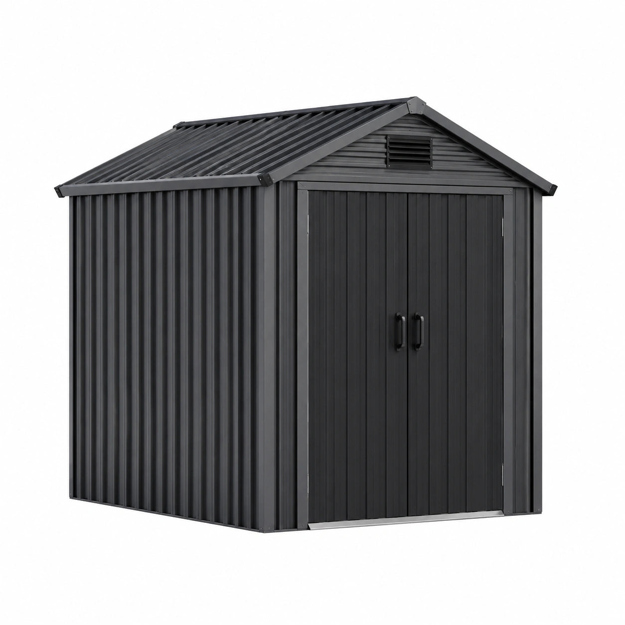 Metall Gartenhaus mit Satteldach in Dunkelgrau, 213x130x185 cm