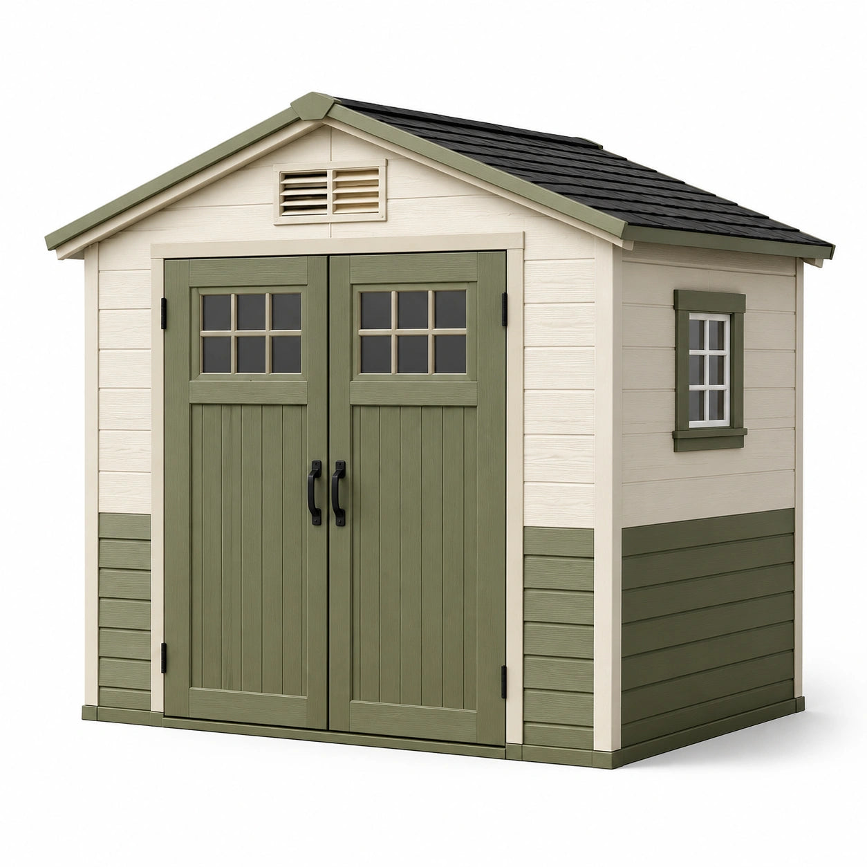 Kunststoff Gartenhaus mit UV-Schutz, 185 cm x 152 cm x 226 cm, Grün/Beige
