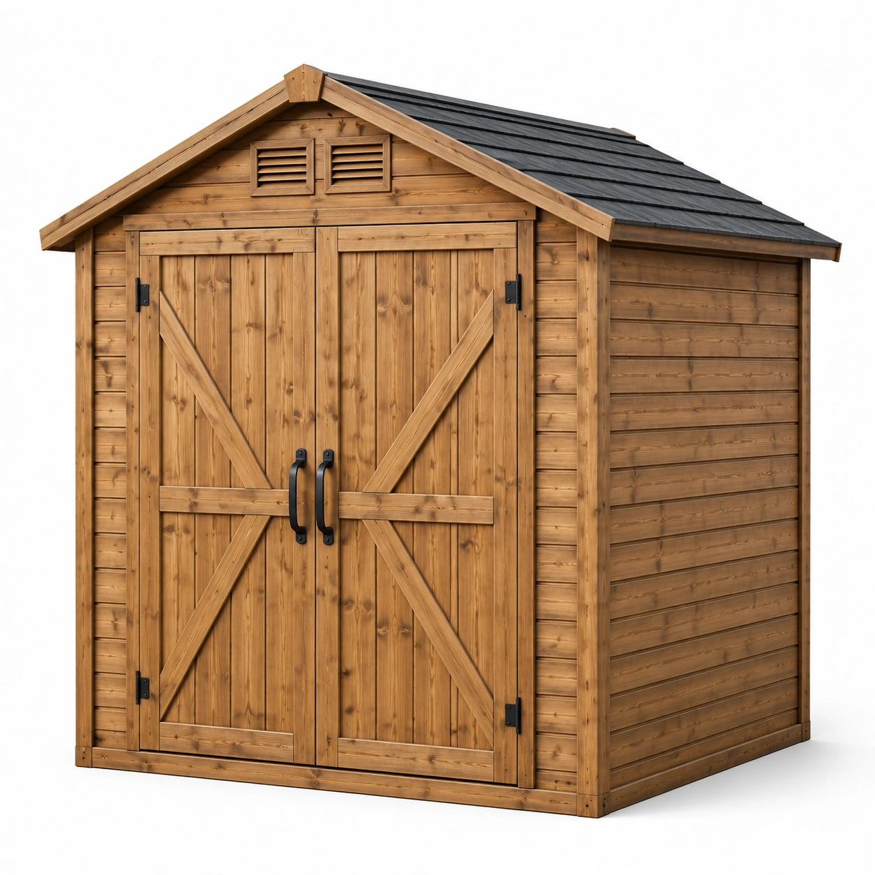 Holz Gartenhaus mit Doppeltüren und Belüftung aus Fichtenholz, braun