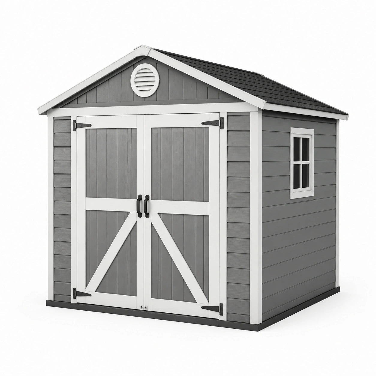 Kunststoff Gartenhaus mit Fenster Grau/Weiß 225x185x240 cm