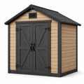 Gartenhaus aus Polypropylen mit Satteldach, 200x150x210 cm, Beige/Dunkelgrau