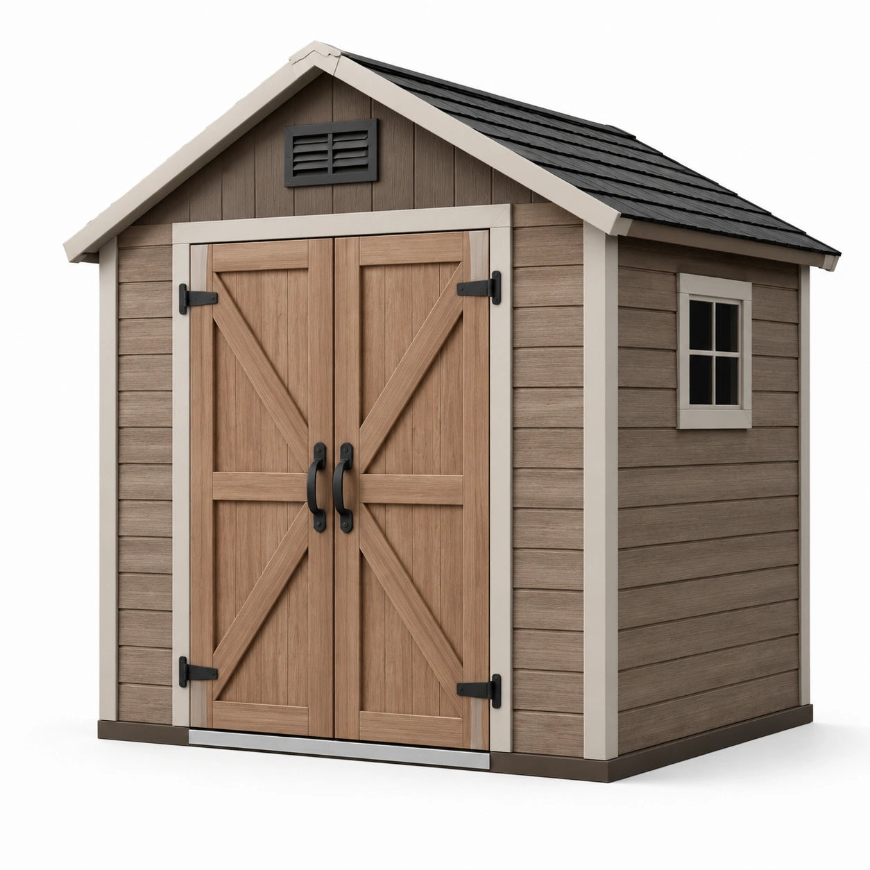 Gartenhaus aus Kunststoff in Holzoptik 210x180x220cm Braun/Beige