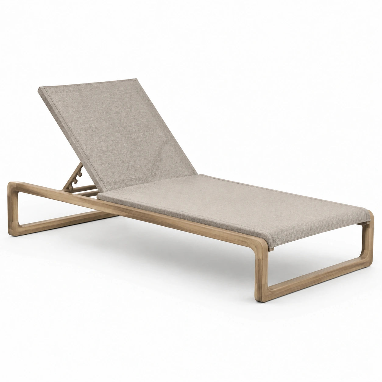 Gartenliege Teakholz Polyestergewebe Beige