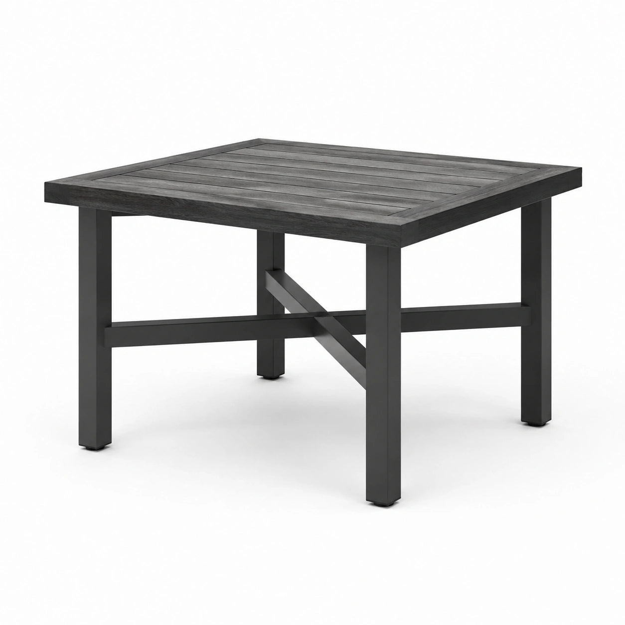 Quadratischer Gartentisch mit Aluminiumrahmen und Holzoptik-Tischplatte 90x90 cm Anthrazit